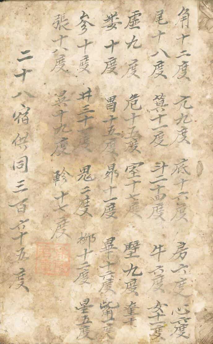 二十八宿供同三百六十五度